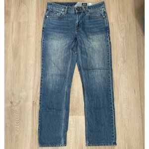 Volcom Solver Jeans Mens 31 Blue Denim Cotton Stretch Low Rise Modern Straight